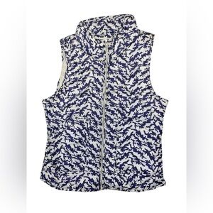 Peach Love California White and Purple Printed Puffer Vest